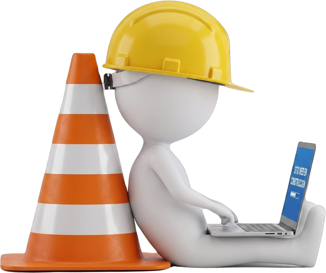 Persona con casco de construccion escribiendo en una computadora